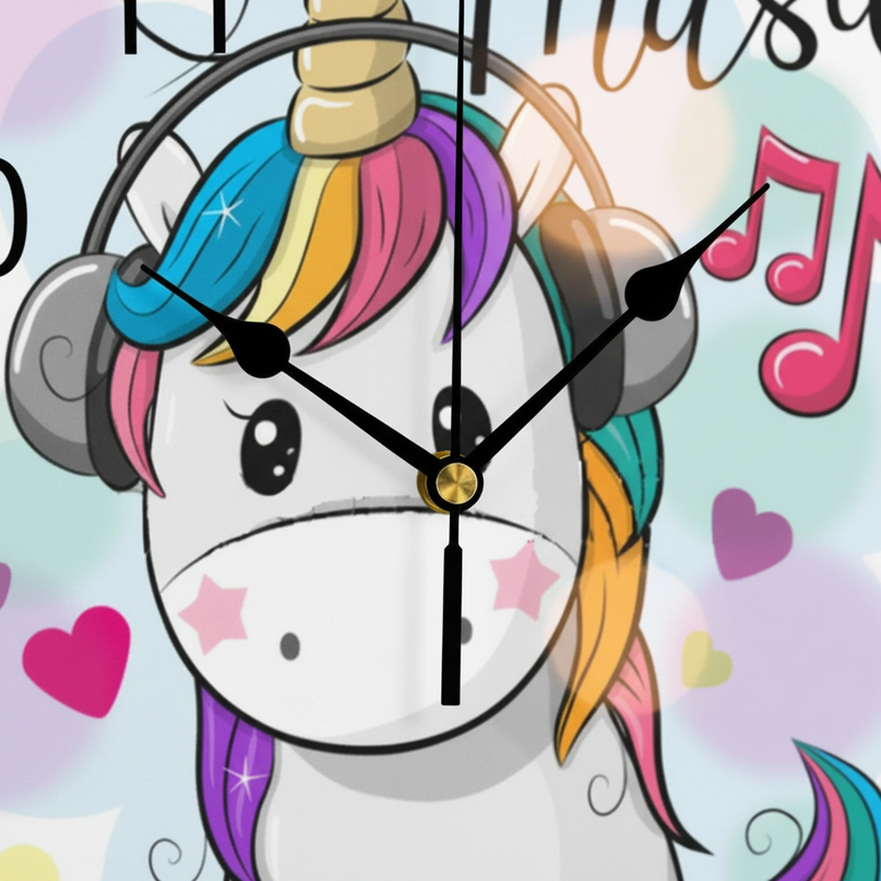 unicorn clock for kids - detail