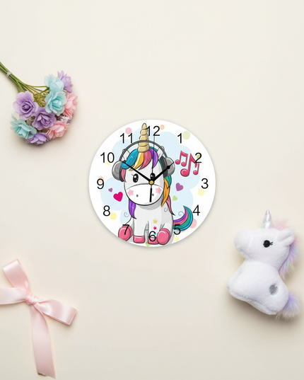 unicorn clock for kids - flat-lay
