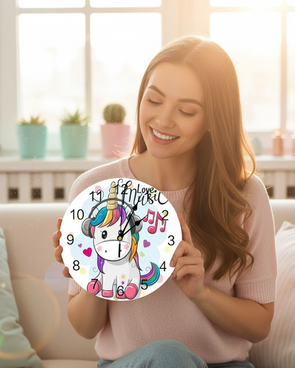 unicorn clock for kids - in-use