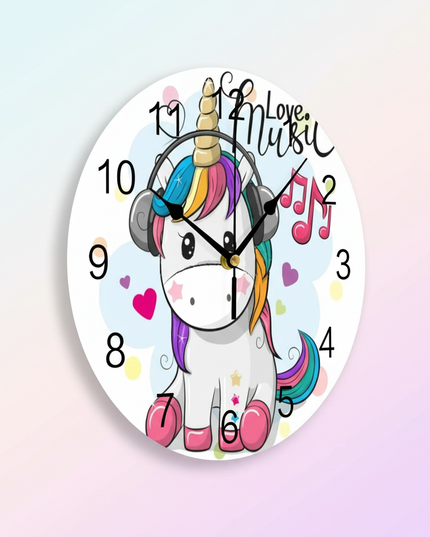 unicorn clock for kids - white-bg