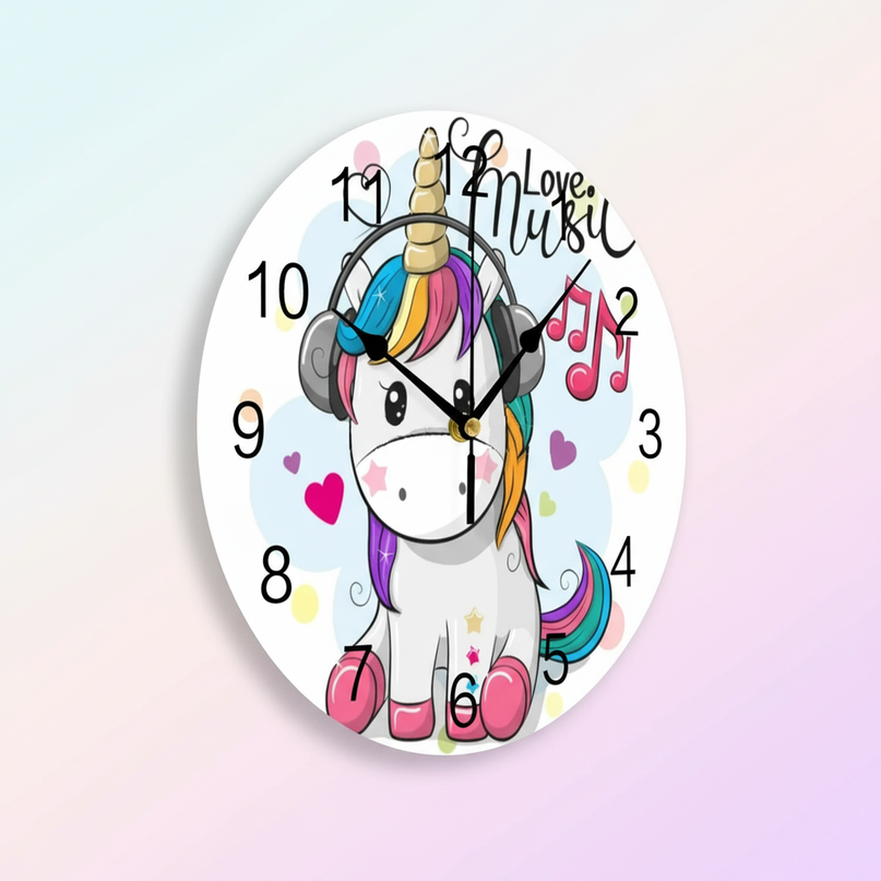 unicorn clock for kids - white-bg
