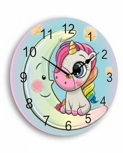 unicorn clock for nursery - white-bg