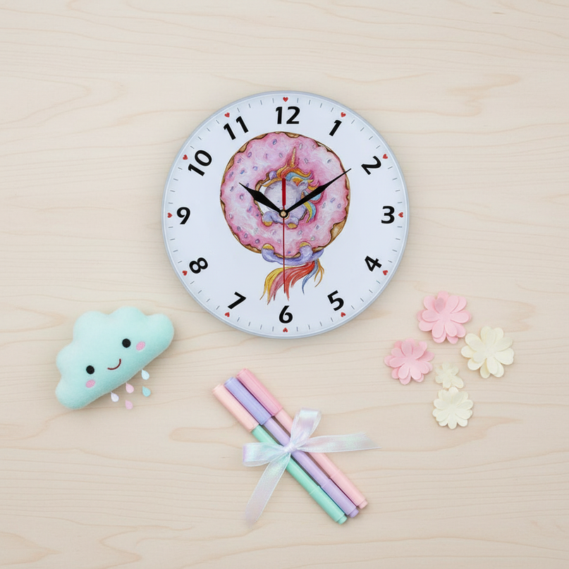 unicorn clock with led - flat-lay