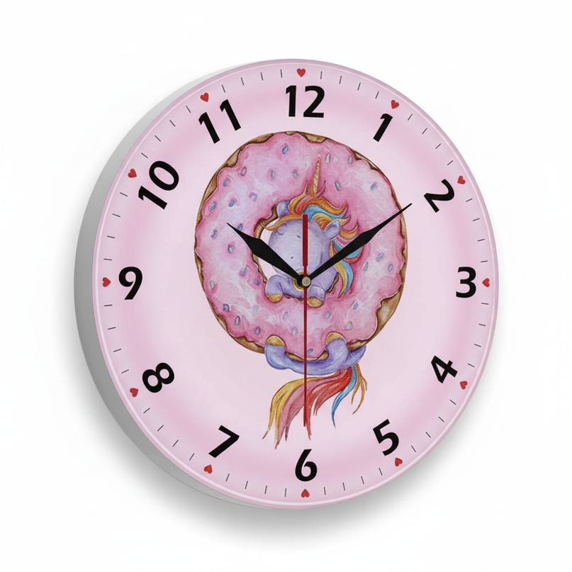 unicorn clock with led - white-bg