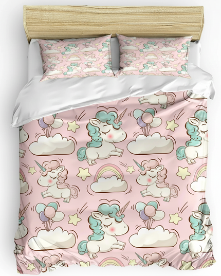 unicorn cloud pattern bedding - white-bg