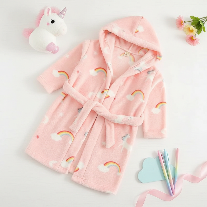 unicorn cloud robe - flat-lay