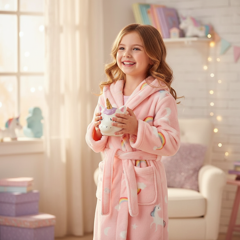 unicorn cloud robe - in-use