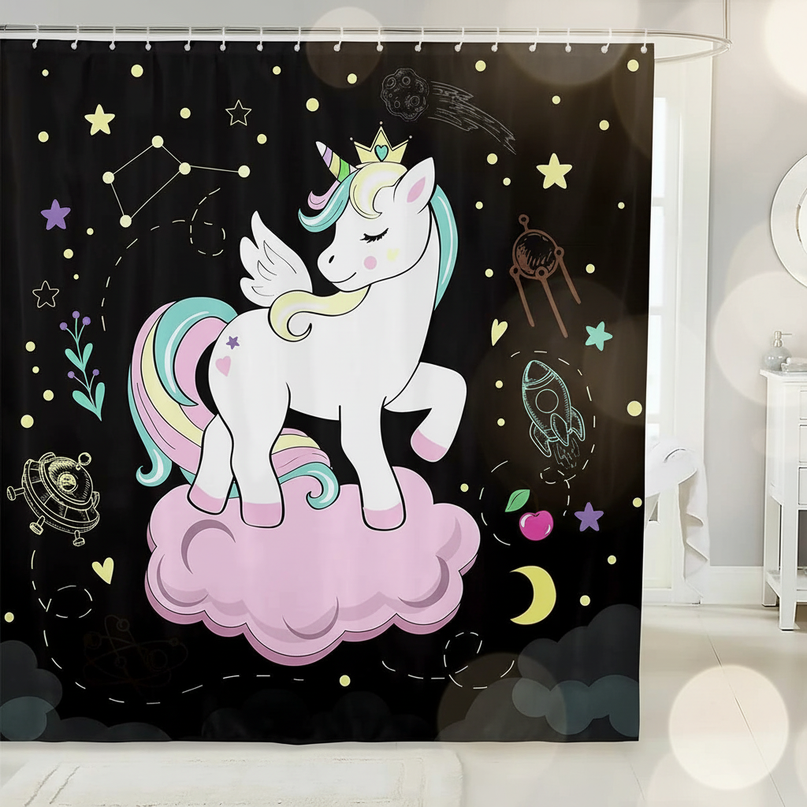 unicorn cloud shower curtain - lifestyle