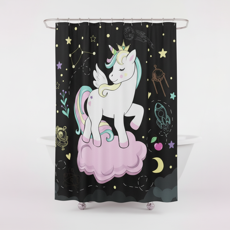 unicorn cloud shower curtain - white-bg