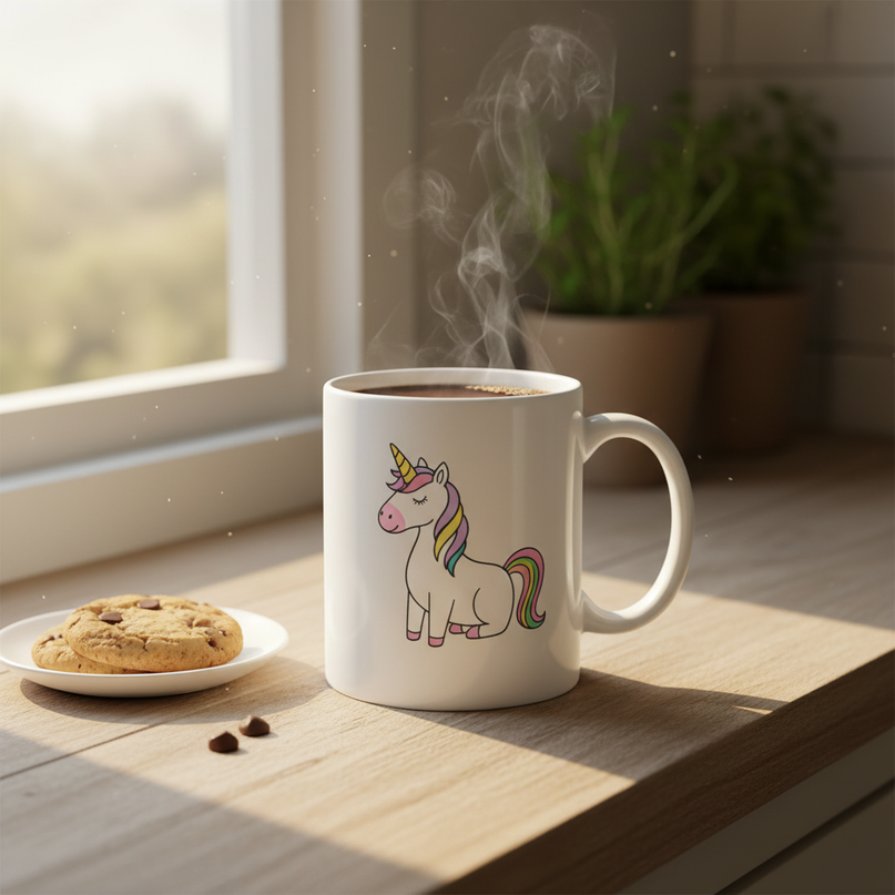 unicorn coffee mug - lifestyle