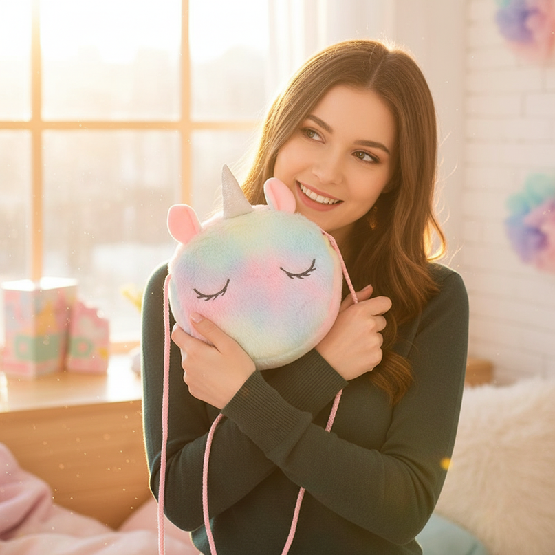 unicorn color purse - in-use
