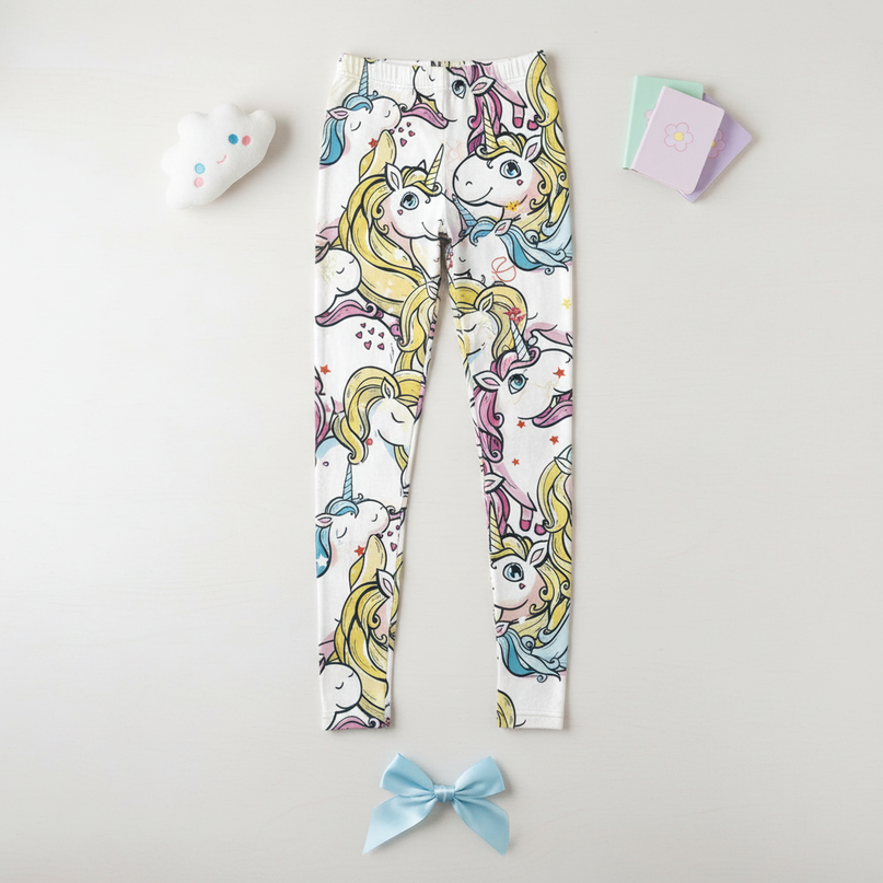 unicorn colored leggings - flat-lay