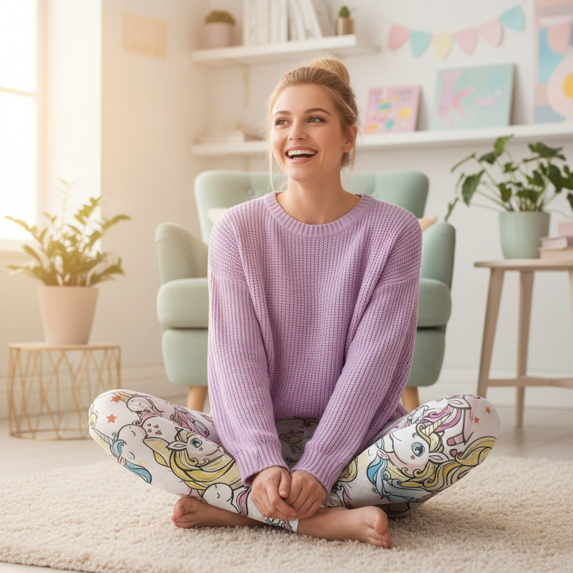 unicorn colored leggings - in-use