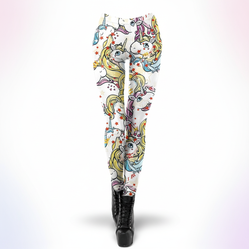 unicorn colored leggings - white-bg