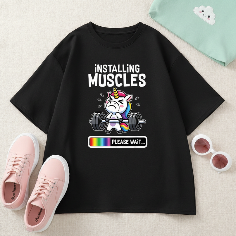 unicorn concert shirt - flat-lay