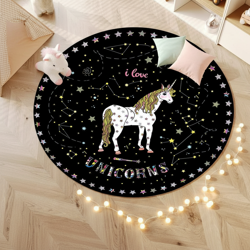 unicorn constellation rug - flat-lay