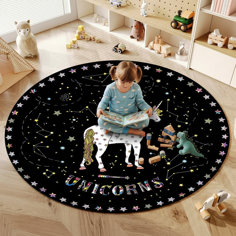 unicorn constellation rug - in-use