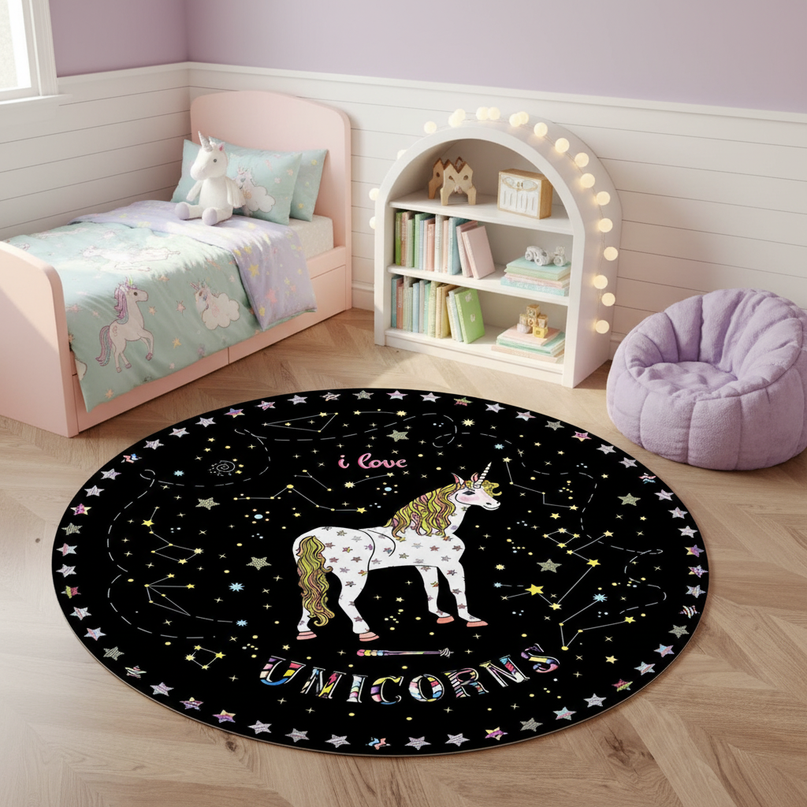 unicorn constellation rug - lifestyle