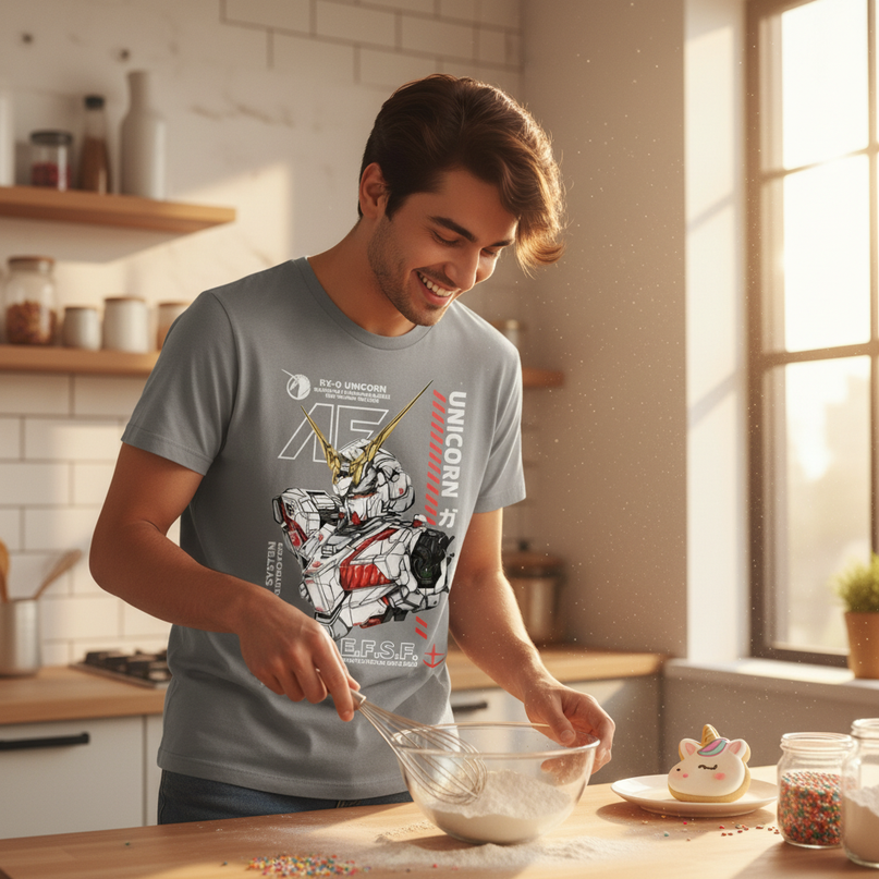 unicorn cooking shirt - in-use