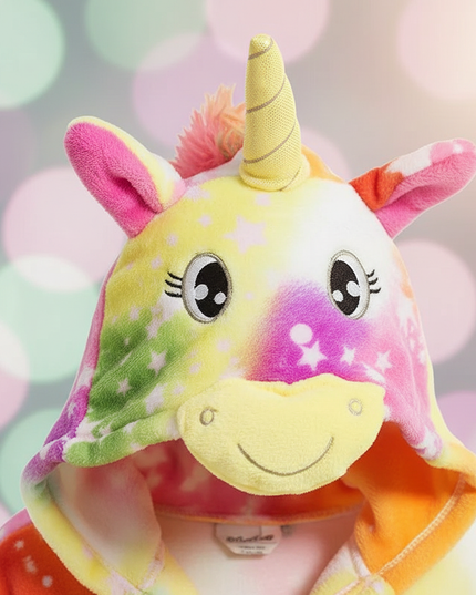 unicorn coral fleece robe - detail