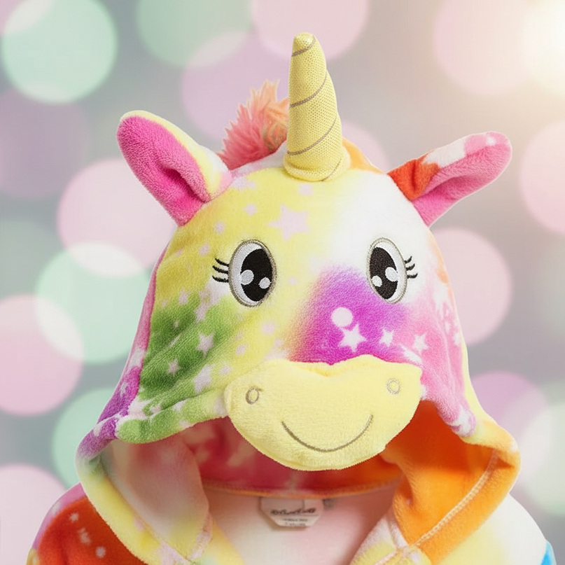 unicorn coral fleece robe - detail