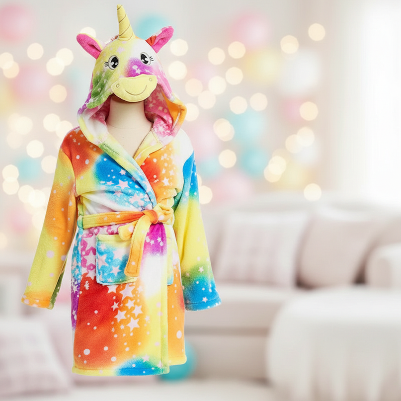 unicorn coral fleece robe - lifestyle