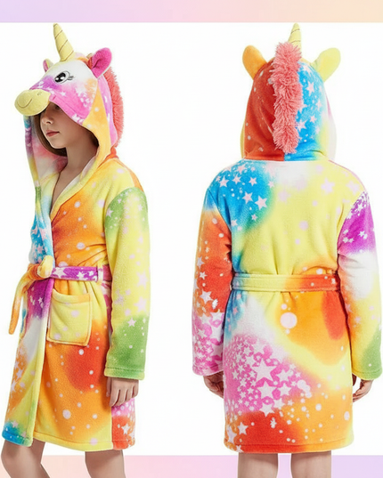 unicorn coral fleece robe - white-bg