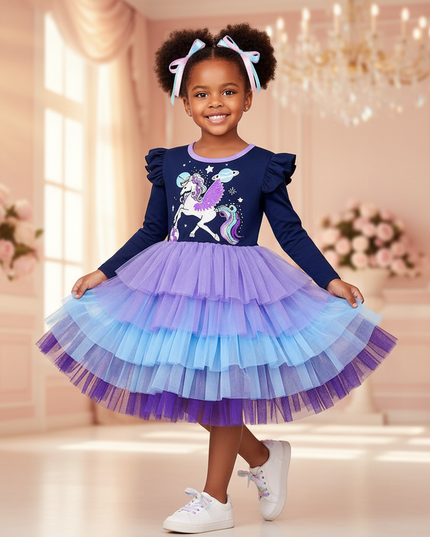 unicorn cosmos space dress - front
