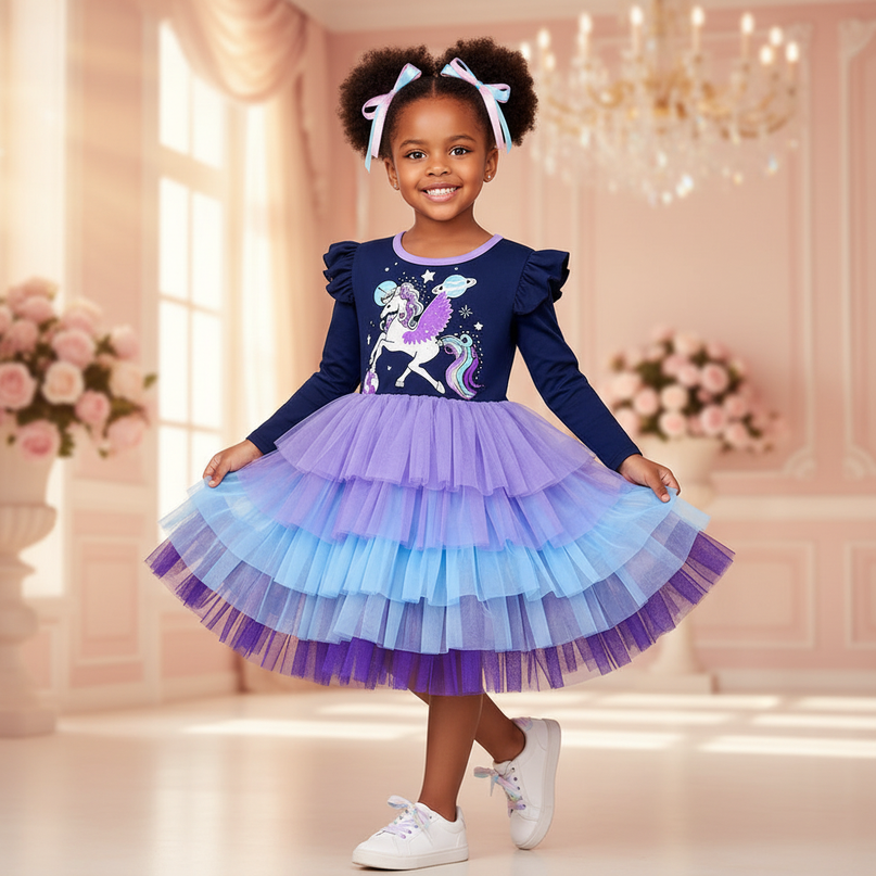 unicorn cosmos space dress - front