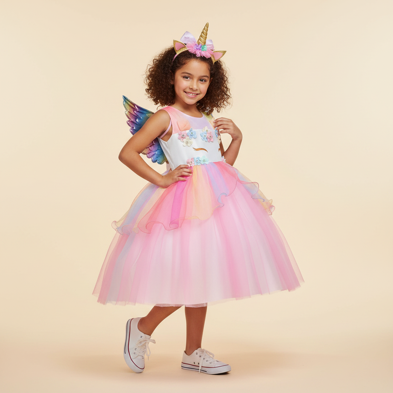 unicorn costume dress girls - front