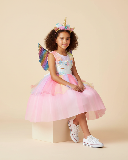 unicorn costume dress girls - sitting