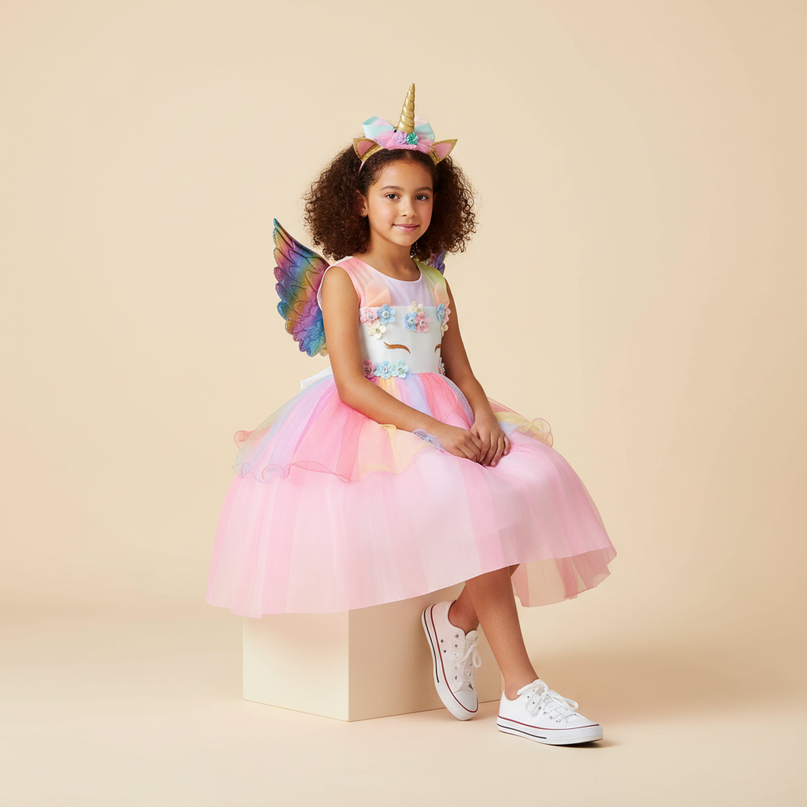 unicorn costume dress girls - sitting