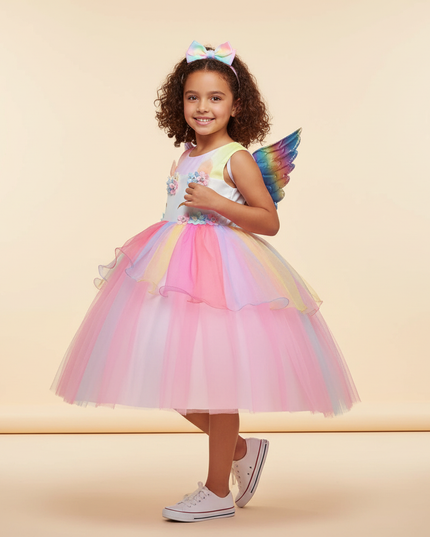 unicorn costume dress girls - three-quarter