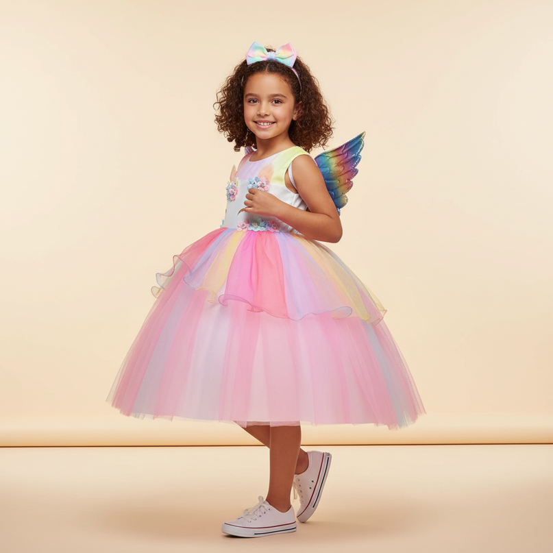unicorn costume dress girls - three-quarter