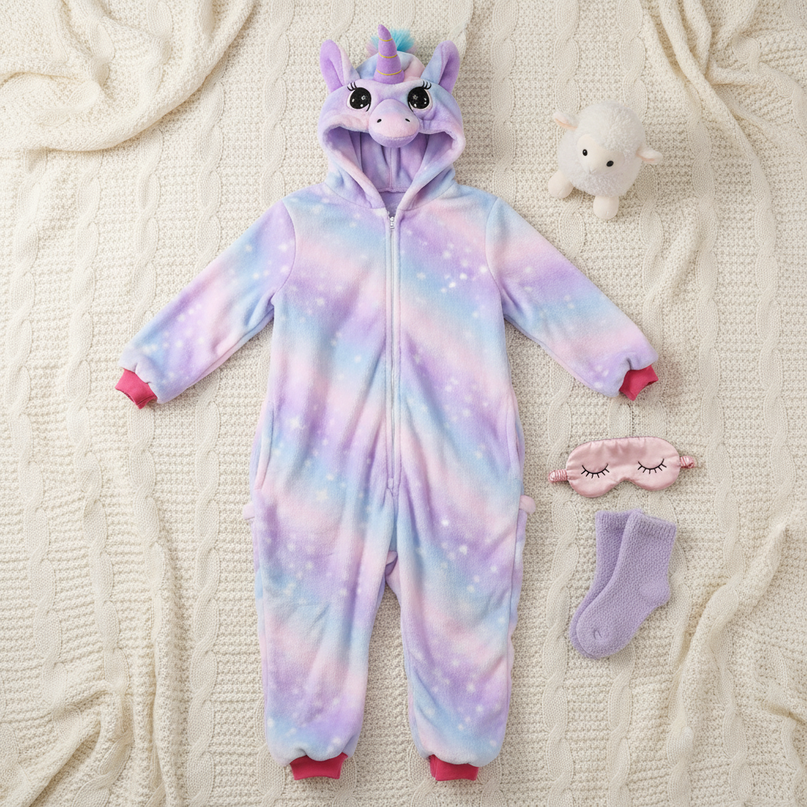 unicorn costume onesie - flat-lay