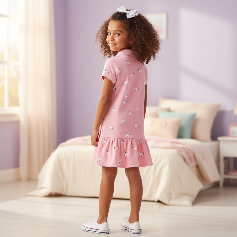 unicorn cotton dress - back
