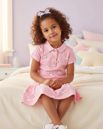 unicorn cotton dress - sitting