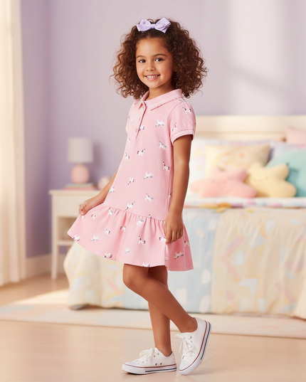 unicorn cotton dress - three-quarter