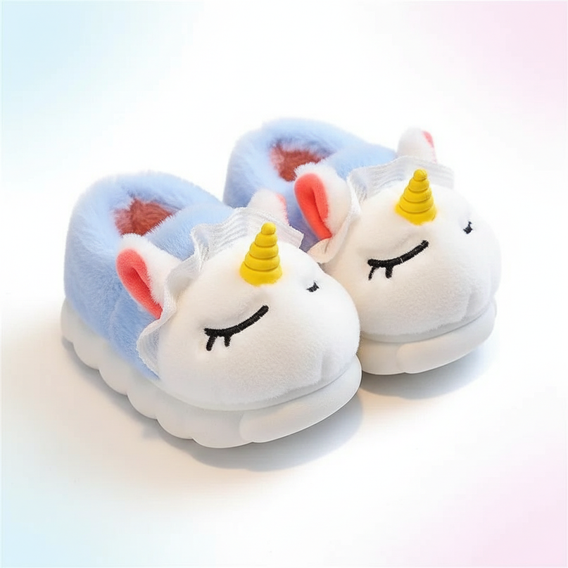 unicorn cotton slippers - white-bg