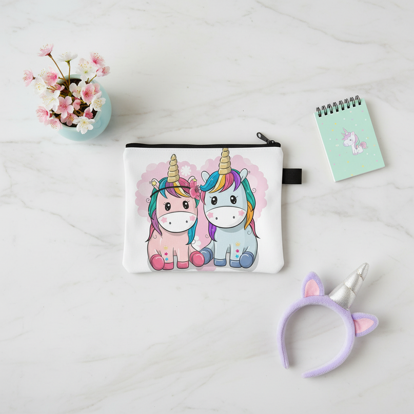 unicorn couple print purse - flat-lay