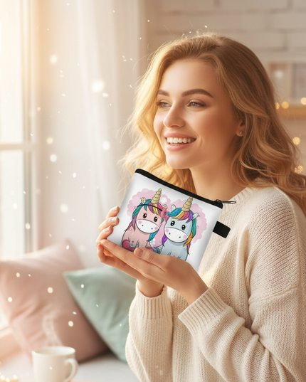 unicorn couple print purse - in-use