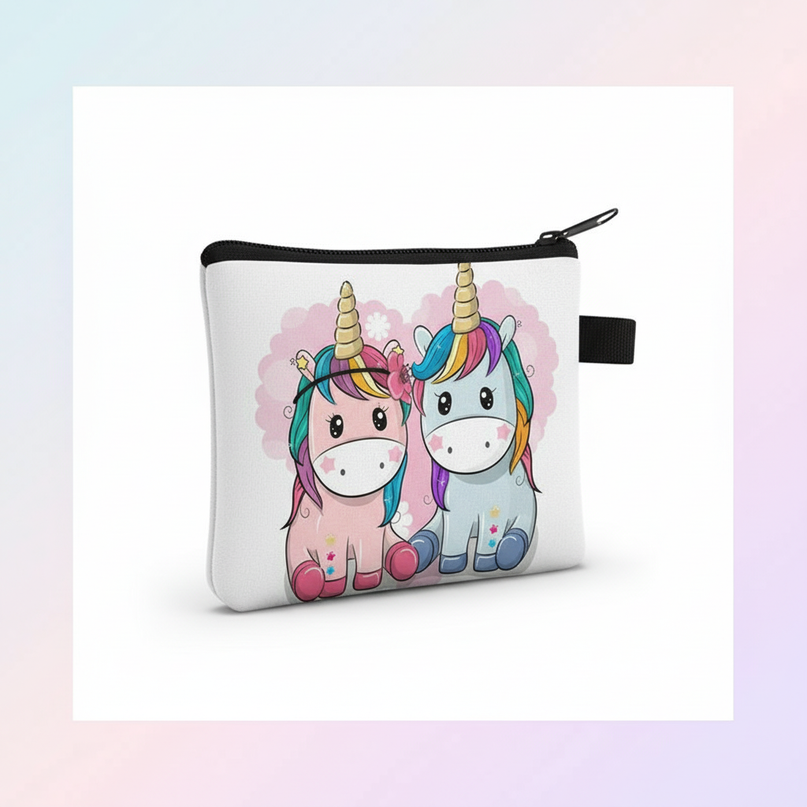 unicorn couple print purse - white-bg