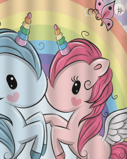 unicorn couple shower curtain - detail