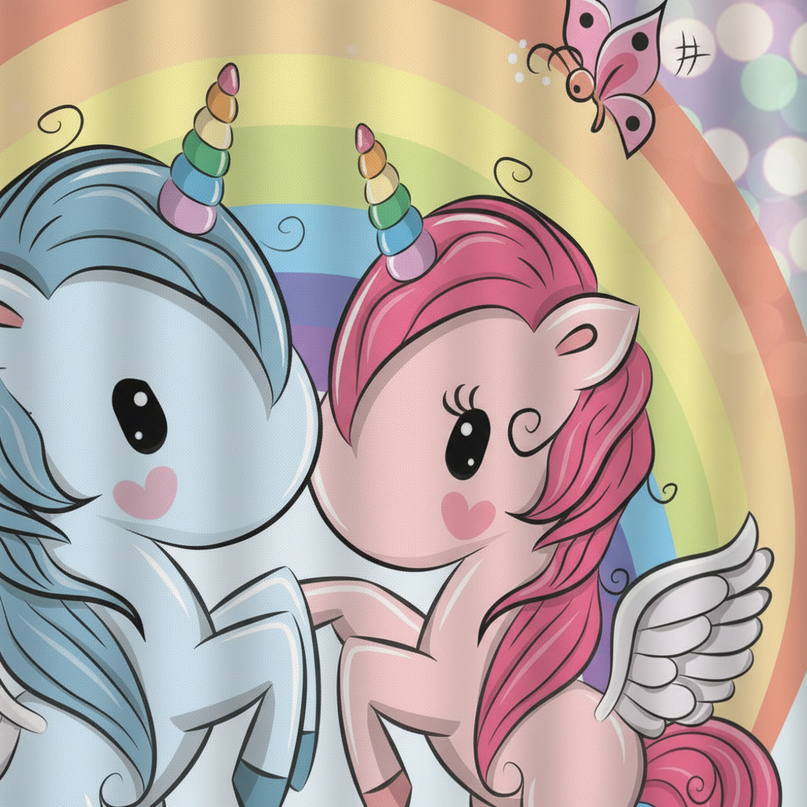 unicorn couple shower curtain - detail