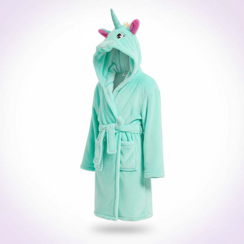 unicorn cozy fleece robe - white-bg