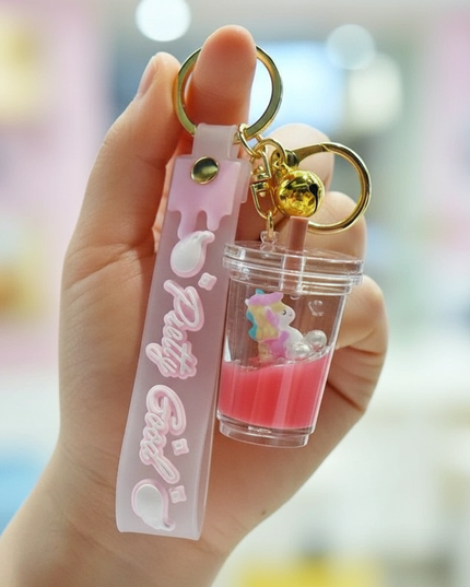 unicorn cup keychain - in-use