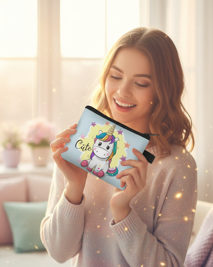 unicorn cute print purse - in-use