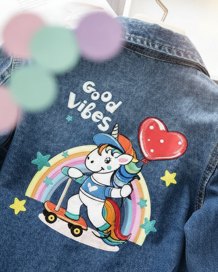 unicorn denim jacket - detail