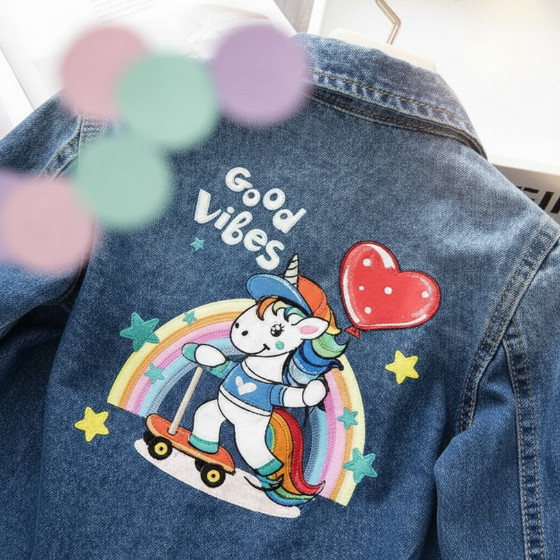 unicorn denim jacket - detail