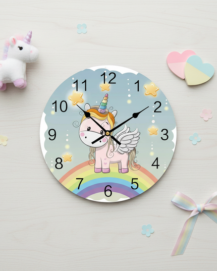 unicorn desk clock - flat-lay